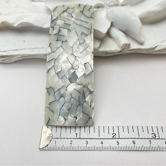 CHARLES Wahba Made in France Pearlescent Rectangular Barrette - Picture 7 of 8